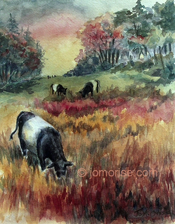 belties grazing - watercolor